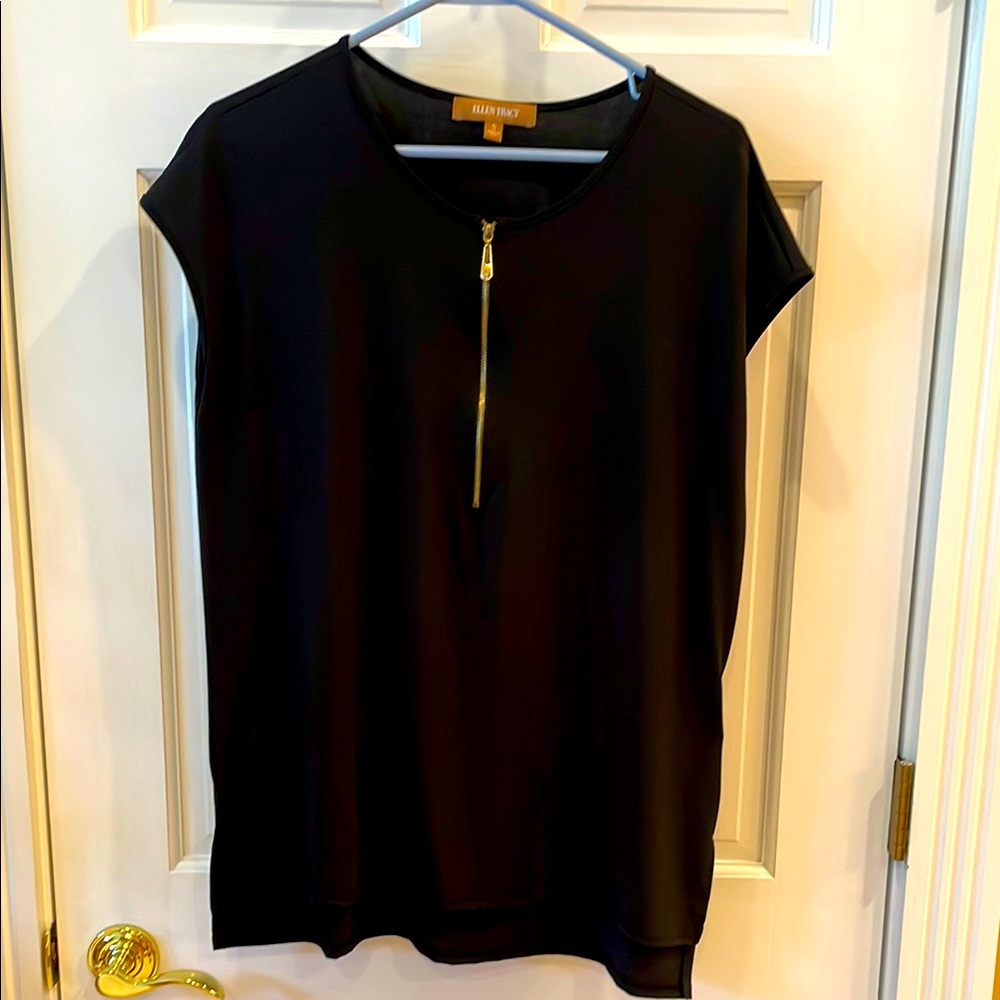 Ellen Tracy (S) Black  Zippered Sleeveless Top, NWOT.